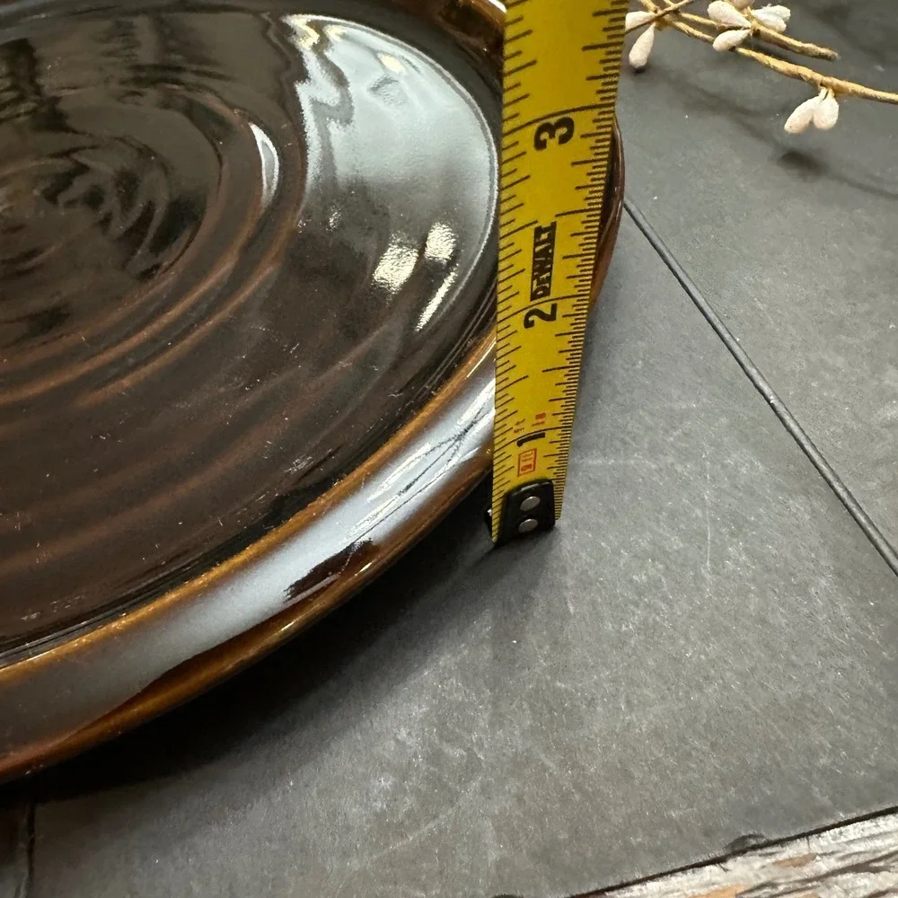 Pottery Barn ARTISAN Brown Ceramic 10.75 inch Round Dinner Serving Plate